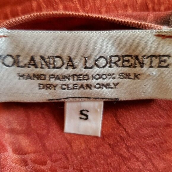 Yolanda Lorente Hand Painted 100% Silk Open Cardigan Jacket Flutter Sleeves S - Picture 7 of 7